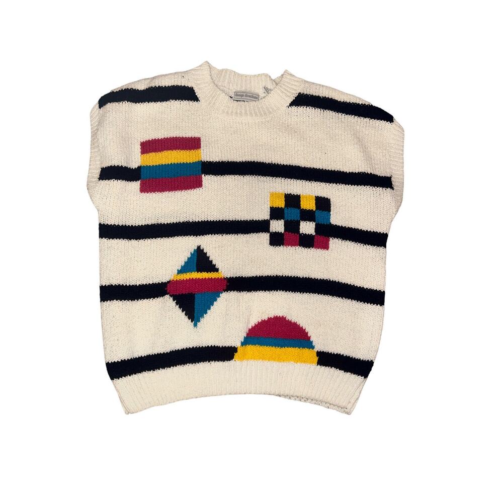 Vintage Design Directions SWEATER Size Large- Vintage Bright Colors Shapes